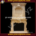 indoor hand carving Egypt cream marble freestanding fireplace